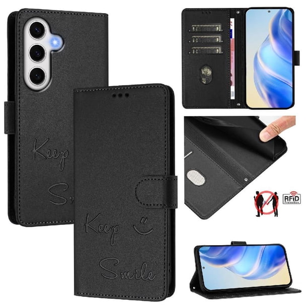 Funda Cartera para Samsung Galaxy S24 FE con Bloqueo RFID, Cierre Magnético y Ranuras Tarjetas Negro