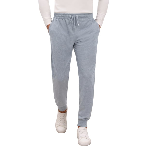 INSPIRE CHIC Pantalones de chándal para hombre de color sólido con cintura ajustable y cordón para entrenamiento 32 Gris Claro