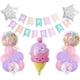 thumbnail image 2 of Set, Cartoon Ice Cream Aluminum Film Balloon Flag Pulling Set Cake, Birthday Decoration, Party Decoration Supplies, Aluminum Film Balloon, Birthday Photo Prop, Birthday Party Anniversary Party Scene D, 2 of 2