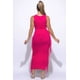 thumbnail image 4 of Vestido Largo De Algodón Sin Mangas Con Flecos Y Aberturas Color Rosa Intenso (para Mujer), 4 of 4
