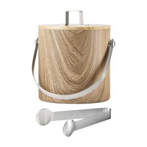 Magideal - Cubo De Hielo Portátil Cubo De Cerveza Con Tapa Y Pinza Mantiene El Hielo Frío Por Más Tiempo Cubo De Champán Multiusos Para Reuniones Familiares Con 14 L De Grano De Madera