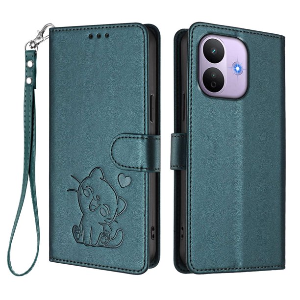 Funda de Gato tipo Libro para Xiaomi Redmi Note 17 Pro 5G, Verde Oscuro