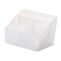 Magideal - Caja De Almacenamiento De Escritorio, Estuche Para Almacenamiento De Cosméticos, Organización De Escritorio Con 4 Compartimentos, Organizador, Soporte Blanco