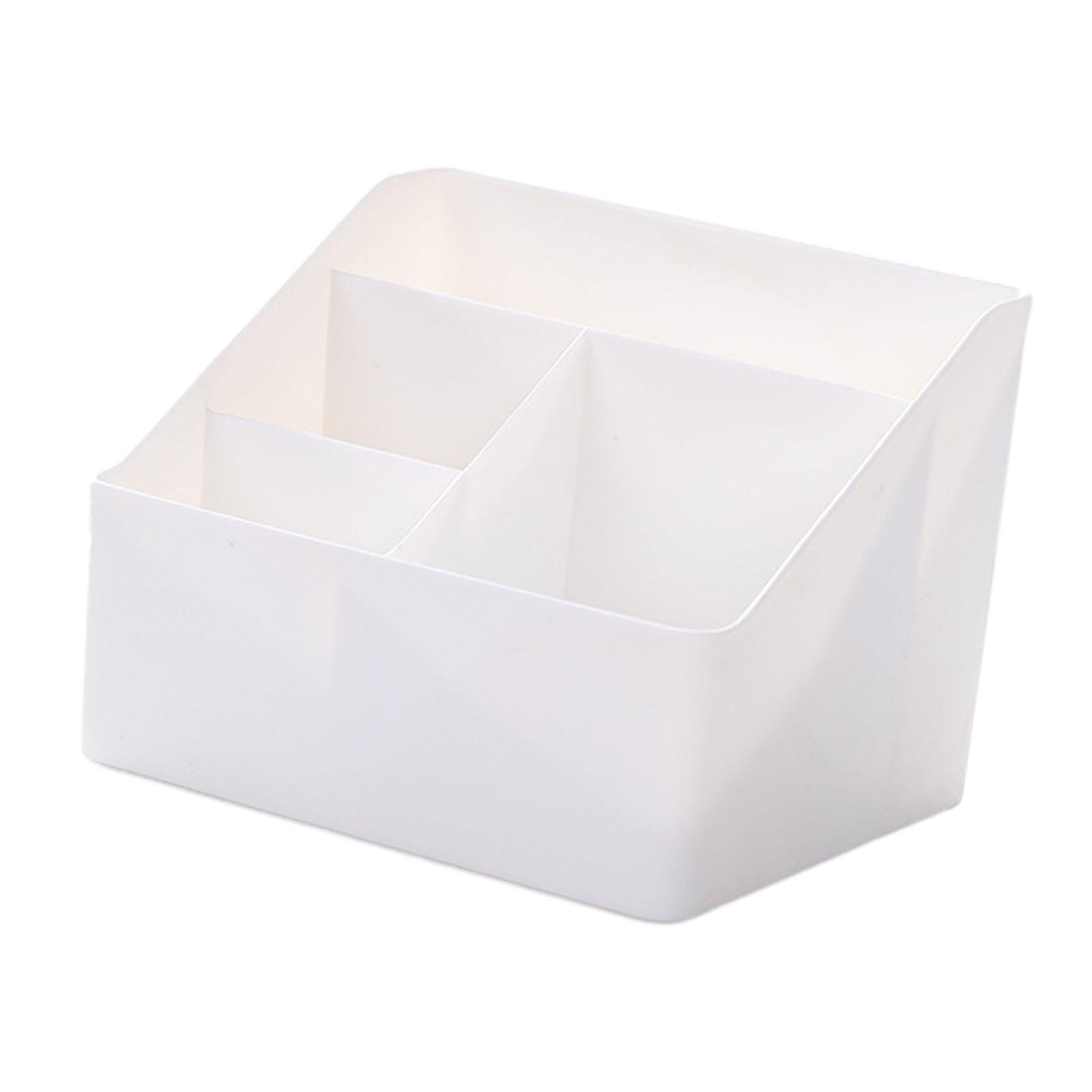 Magideal - Caja De Almacenamiento De Escritorio, Estuche Para Almacenamiento De Cosméticos, Organización De Escritorio Con 4 Compartimentos, Organizador, Soporte Blanco