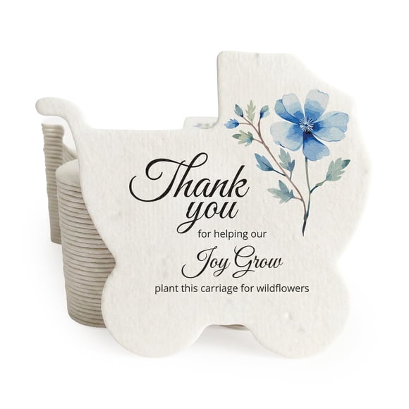 Etiquetas de Regalo Plantables Seed Bloom 24 Azul con Forma de Cochecito