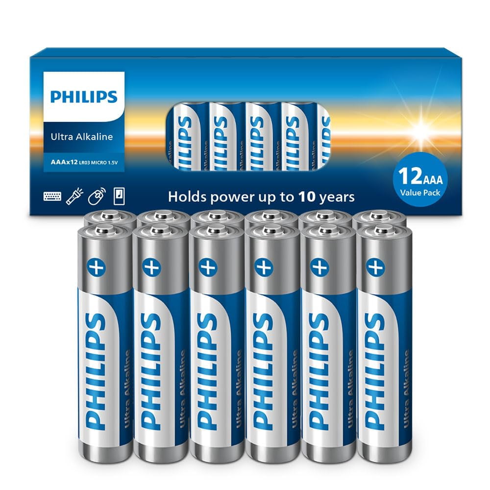 Batería Philips Aaa Ultra Alcalina De 1,5 V, Paquete De 12 Unidades, 10 Años