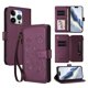 thumbnail image 1 of Funda Cartera Mariposa para [iPhone 16 Pro] con Soporte y Cremallera Violeta, 1 of 6