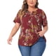 thumbnail image 1 of Agnes Orinda Blusa de Mujer Talla Grande Cuello en V Estampado Floral Manga Corta Top Casual Blusas Tops 1X Rojo, 1 of 6