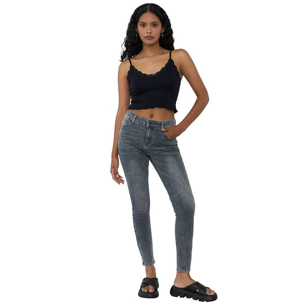 Jeans Mujer Skinny Fit 5 Gris 5 Bolsillos Corona