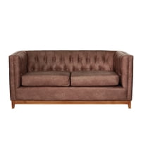Latam Home - Sofa Roma 2C Cuero Colorado Caramelo