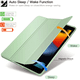 thumbnail image 2 of Funda ultrafina con tres solapas para iPad de 9.ª, 8.ª y 7.ª generación, con portalápices y función de encendido y apagado automático, para iPad de 10,2 pulgadas (2021/2020/2019), color verde hierba, 2 of 7