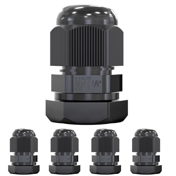 Glanas para cables MGI SpeedWare 1/4 NPT de nailon para aliviar la tensión, paquete de 20