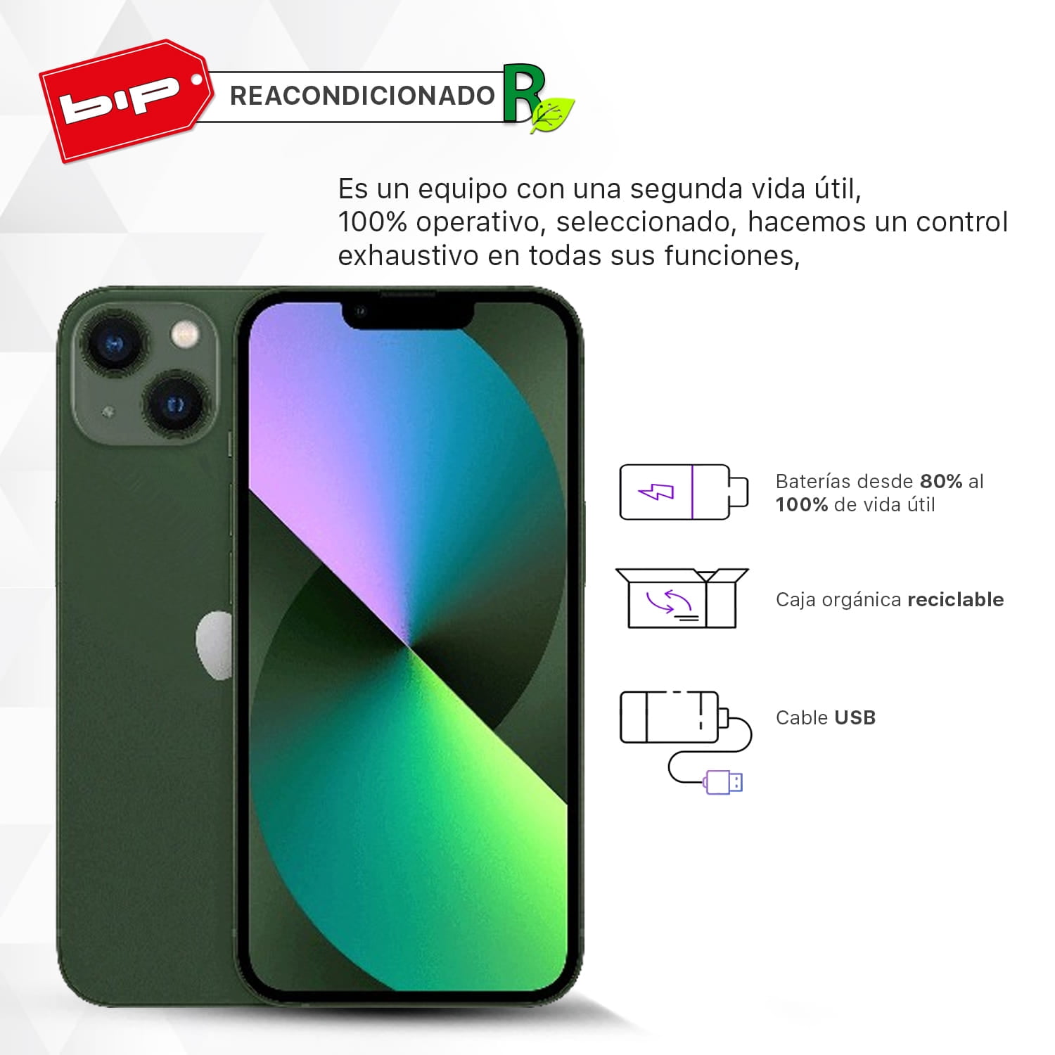 Apple - Iphone 13 Mini 128gb -green-reacondicionado -grado A