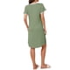 thumbnail image 3 of INSPIRE CHIC Vestido de dormir de modal para mujer con cuello en V, manga corta, volante, camisón hasta la rodilla, ropa de estar en casa, L verde, 3 of 6