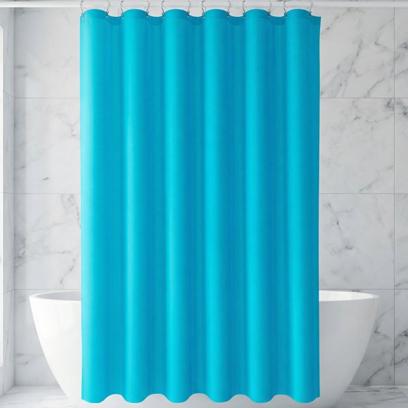 REGALWOVEN Juego de Cortinas de Ducha Impermeables de Color Sólido PEVA con 12 Ganchos de Plástico, Estilo Moderno Minimalista para Baño, Gimnasio, Club Azul 71" de Ancho x 71" de Largo
