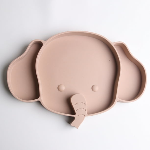 Baby Food Grade Silicone Elephant Dinner Plate, Compartment Food Supplement Dinner Plate