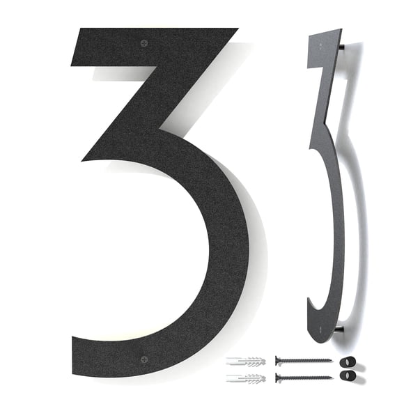 Números Para Casa De Metal Moderno Con Recubrimiento Negro 30 Cm