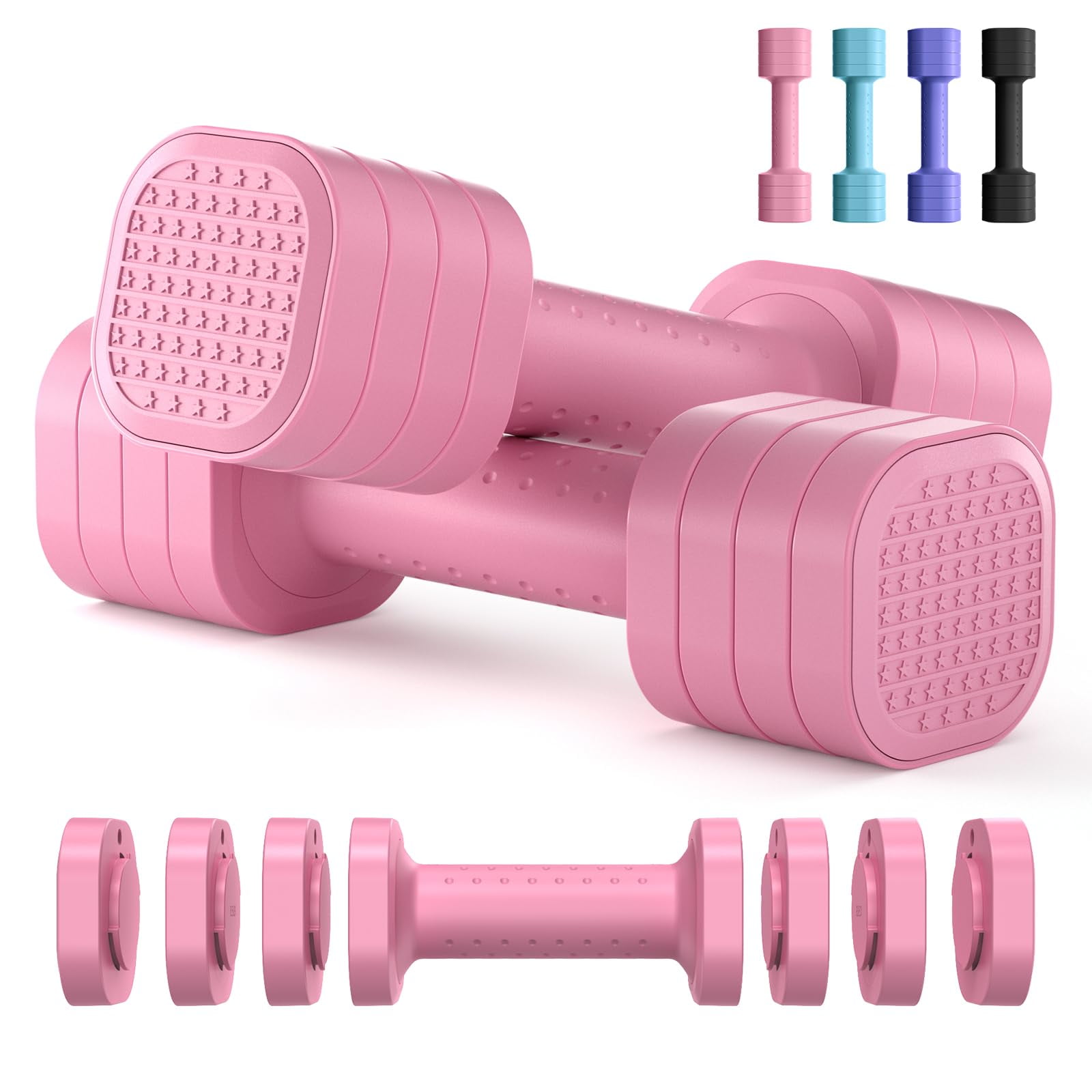 Juego De Mancuernas Ajustables Zempox De 2 A 5 Libras Para Mujer Con Mango De Tpu
