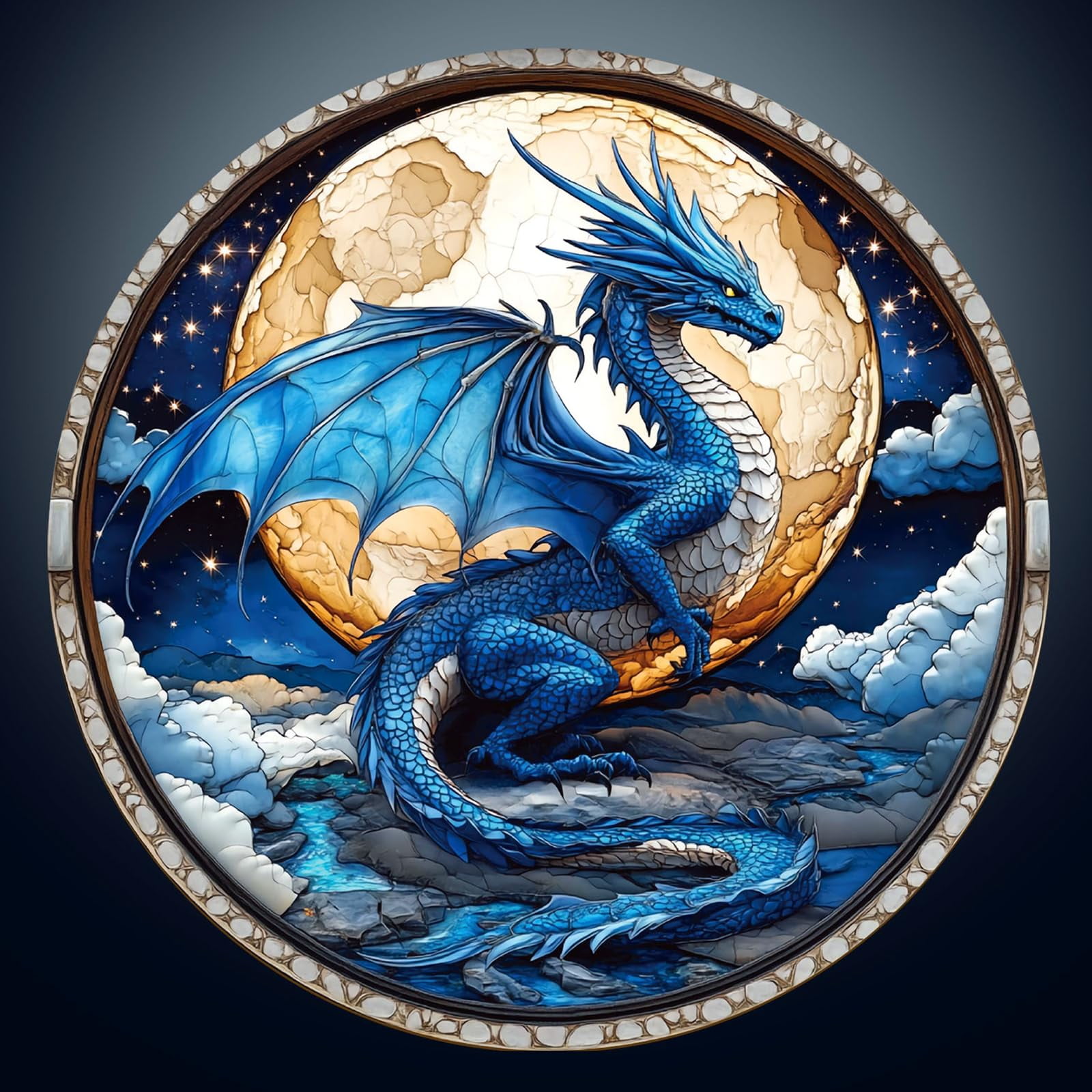 Puzzle De Madera Purdicra Moonlit Blue Dragon 300 Piezas Para Adultos