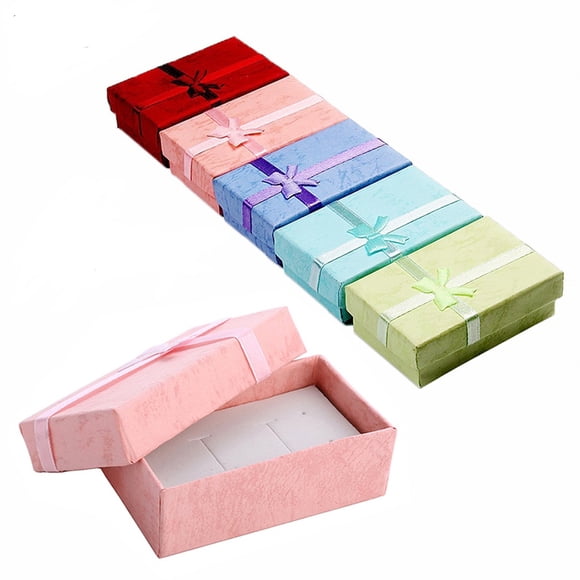 Pack 12 Cajas Cartón Joyas , Cadenas Aros , Medidas 5x8 Cms Multicolor