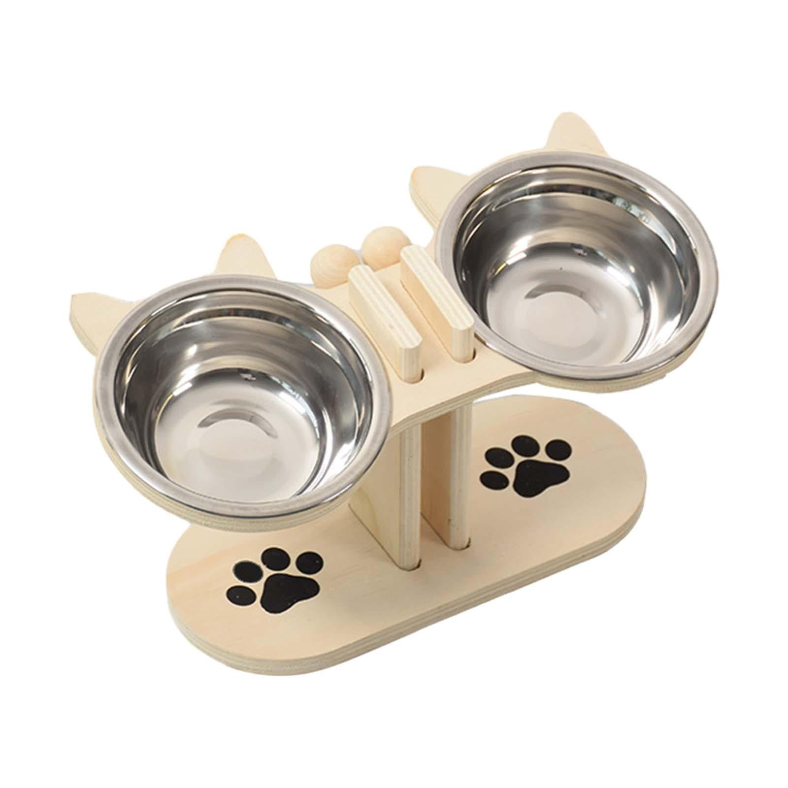 Magideal - Comederos Elevados Para Gatos Con Soporte, Comedero Para Cachorros, Práctico Comedero, Comederos Para Mascotas, Comedero Para Comida Y Agua, Perros Pe Madera