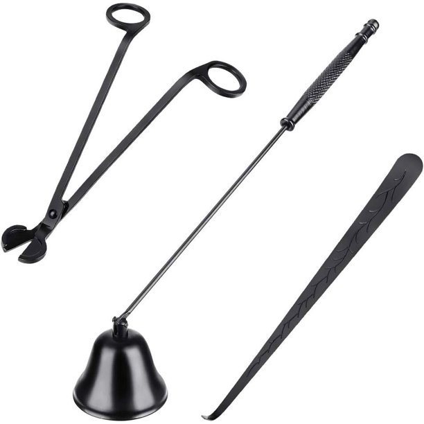 Juego de accesorios para velas, 3 en 1, incluye cortador de mechas, apagavelas, cuchara para mechas y bolsa de regalo para Navidad, Acción de Gracias, Año Nuevo y fiestas.
