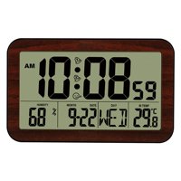 Magideal - Reloj Despertador Digital, Calendario Y Temperatura, Reloj Lcd De Repetición, Visualización De Números Grandes, Con Pilas, Reloj De , Oscuro 201X124X26 Cm