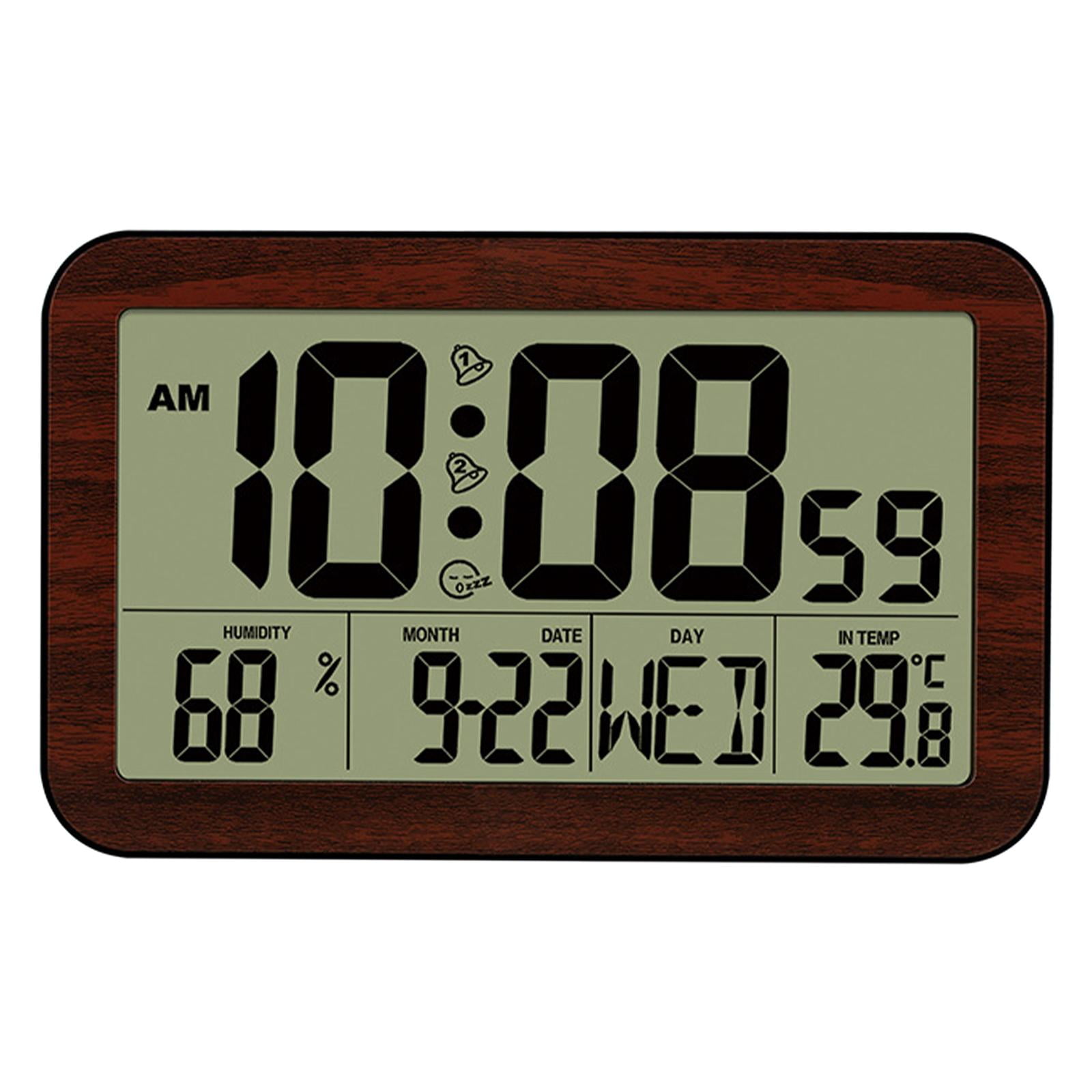 Magideal - Reloj Despertador Digital, Calendario Y Temperatura, Reloj Lcd De Repetición, Visualización De Números Grandes, Con Pilas, Reloj De , Oscuro 201x124x26 Cm