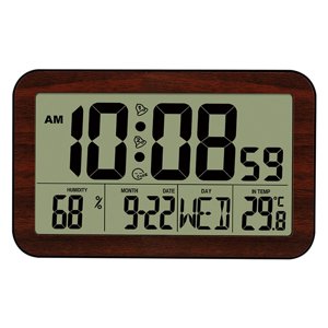 Magideal - Reloj Despertador Digital, Calendario Y Temperatura, Reloj Lcd De Repetición, Visualización De Números Grandes, Con Pilas, Reloj De , Oscuro 201X124X26 Cm