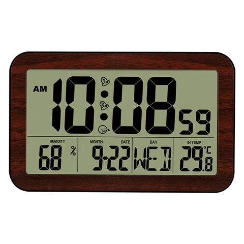 Magideal - Reloj Despertador Digital, Calendario Y Temperatura, Reloj Lcd De Repetición, Visualización De Números Grandes, Con Pilas, Reloj De , Oscuro 201X124X26 Cm