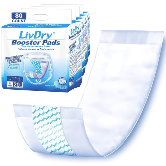 Almohadillas de refuerzo para incontinencia LivDry, 80 unidades, longitud regular