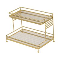 Magideal - Bandeja De Tocador De Doble Capa, Soporte Organizador De Cosméticos, Organizador De Maquillaje, Estante De Almacenamiento De Cosméticos Para Baño Para