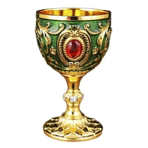 Bothyi - Copa Medieval Vintage Hecha A Mano Grabada Boda Novedad Decoración Verde
