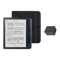 Ereader Kobo Libra De Color Negro Con Paquete De Funda Y Adaptador De Corriente Alterna