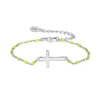 Pulsera Heshpaws S925 Sterling Silver Cross Ajustable Plata