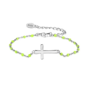 Pulsera Heshpaws S925 Sterling Silver Cross Ajustable Plata