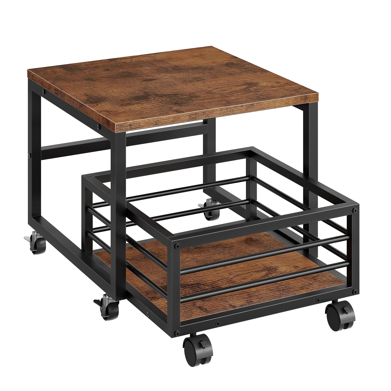 Minisoporte Para Nevera Hoobro, Mesa Auxiliar Con Almacenamiento, Color Marrón Rústico