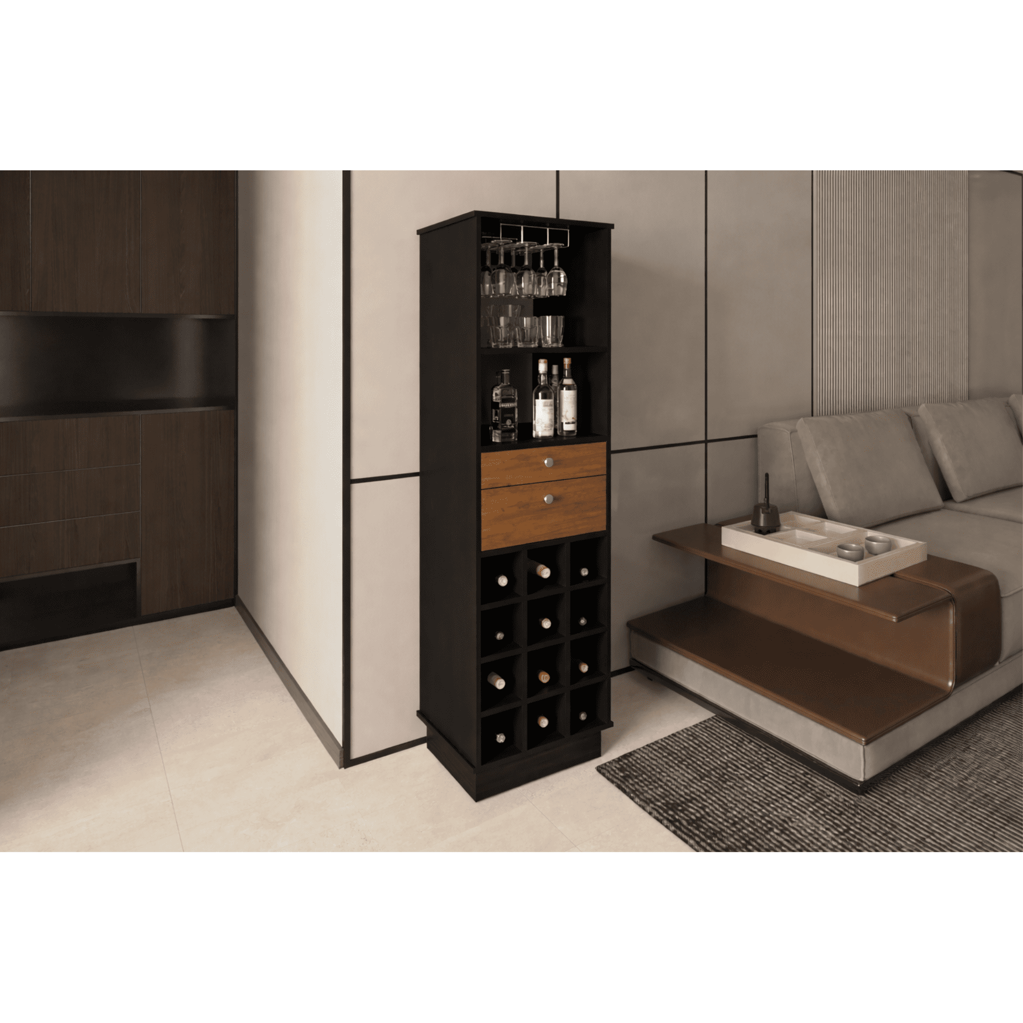 Tuhome - Bar Alto Classic Color Caramelo Y Wengue 160x46x40 Cm