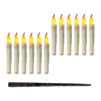Magideal - 12 Velas Flotantes Sin Llama, Velas Cónicas Sin Llama, Decoración De Mesa Para Fiestas, Velas Flotantes Colgantes Con Llama Parpadeante Para Navidad Varita Floral