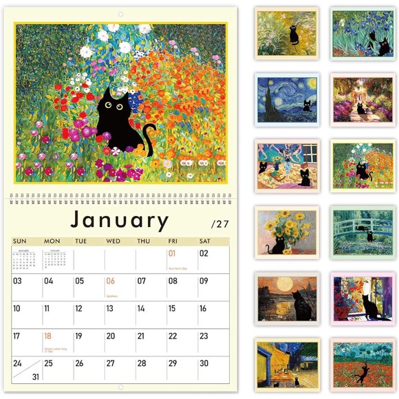 Calendario de Pared GuassLee Arte de Gatos