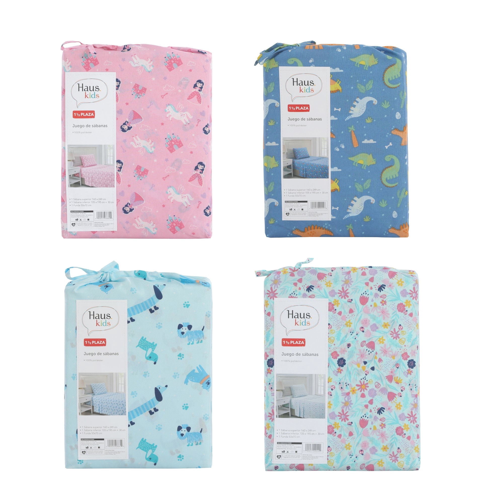 Haus Kids - Juego De Sábanas 1.5 Plaza 100% Poliéster Dieño Mascotas