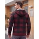thumbnail image 3 of INSPIRE CHIC Chaqueta de Suéter de Punto a Cuadros con Forro de Lana y Capucha con Cordón para Hombre L Rojo, 3 of 6