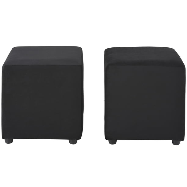 Set Pouf Cali 1c Felpa 30 Negro