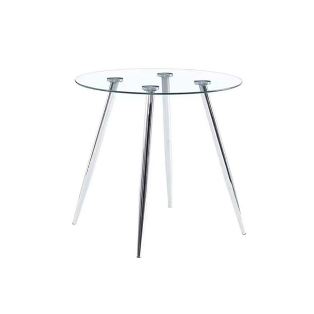 Mesa Redonda De Vidrio Minimalista 120cm - Estructura Silver Plata
