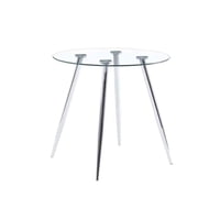 Habita2 Chile - Mesa Redonda Minimalista De Vidrio 80Cm - Estructura Silver Plata