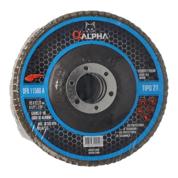 Disco Flap Traslapado 115mm (4-1/2'') Alpha Pro cafe Grano: 80