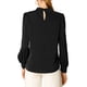thumbnail image 3 of INSPIRE CHIC Blusa de Mujer con Cuello Alto, Plisada, Botón de Ojal, Talla M, Color Negro, 3 of 7