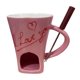 thumbnail image 2 of Taza Para Fondue De Chocolate Con Tenedor, Taza Personal Para Derretir Queso Para Fiestas, Camping, Corazón Rosa, 2 of 5