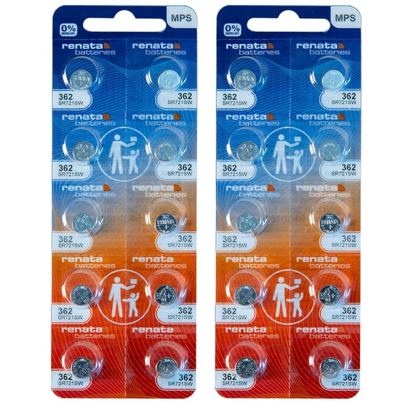 Batería de reloj Renata 362 SR721SW, 1,55 V, óxido de plata (20 veces)