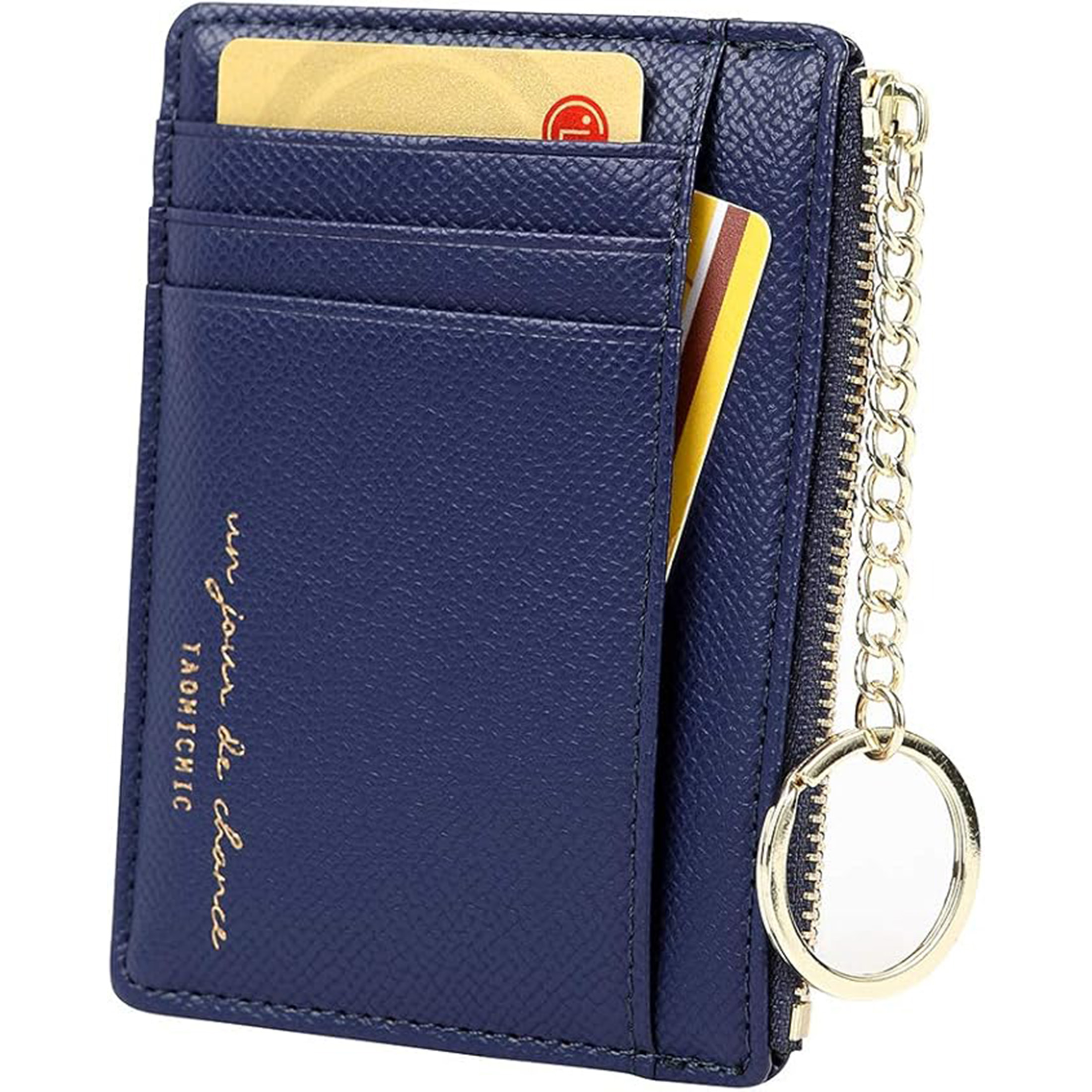 Veat00L - Bolsa De Tarjetas De Bolsillo Para 8 Tarjetas, Minimalista, Billetera De Diseño Ultradelgado, Con Llavero